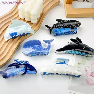 JUNYUE88US Móng vuốt tóc động vật, Kẹp tóc cá heo sinh vật biển xanh, Kẹp cá voi sáng tạo Kẹp cá mập động vật hàng ngày