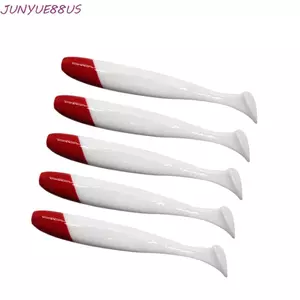 JUNYUE88US Sâu Mồi Mềm Nhân Tạo Silicon Mồi Mềm 5.5 / 6.3 / 7 / 9 / 12cm Đầu Đỏ Trắng Thân Chữ T Đuôi Bay Mồi Câu Cá