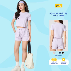 Set bộ áo croptop quần short nữ YODY phối dây trẻ trung cotton thoáng khí WCST25S107