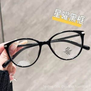 Khung đen Mắt mèo Làm trắng da mặt mỏng hơn Khung ánh sáng xanh Kính học sinh phong cách