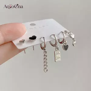 AqToCna 6 Chiếc Y2K Trái Tim Bông Tai Bộ Dành Cho Nữ Cô Gái Vintage Thẩm Mỹ Đinh Hợp Thời Trang Trang Phụ Kiện Trang Sức AqToCna
