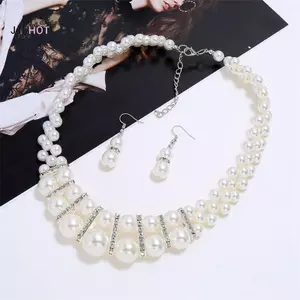 JULYHOT Thanh Lịch 3 Chiếc Ngọc Trai Nelace Bông Tai Bộ Trang Sức Dành Cho Nữ Đính Hạt Choker Nelace Tòn Ten Bông Tai Tiệc Cưới Cô Dâu Trang Sức Massivedeals