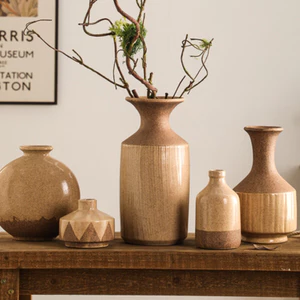 Bình Hoa Cho Phòng Khách Hoa Gốm Luxe Vintage Retro Wabi-Sabi Chậu Hoa Khô Mới Phong Cách Trung Hoa Nhỏ Trang Trí Trang Trí