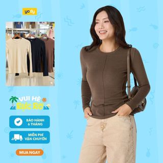 Áo giữ nhiệt nữ EXTRA-HEAT YODY dáng áo phông dài tay dáng ôm cổ tròn WCLT25F042