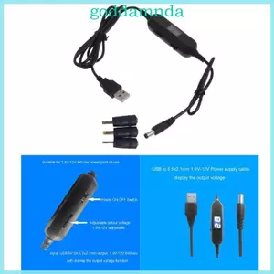 Bộ chuyển đổi bước lên USB 5V GODD sang cáp cấp nguồn 1 5V-12V 5 5x2 1mm kèm 3 đầu nối