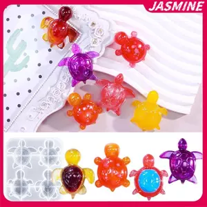 JASMINE Bốn Rùa Thạch Cao Khuôn Silicon DIY Trái Tim Ngôi Sao Họa Tiết Vỏ Đồ Trang Trí Nhựa Dính Khuôn Thơm Động Vật Nến Xà Phòng Khuôn JASMINE