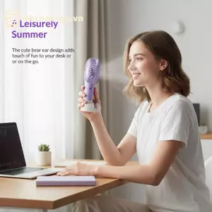 Quạt Mini cầm tay GE USB có thể sạc lại 3 tốc độ bằng nhựa Thiết kế nhẹ để làm mát bàn văn phòng và du lịch ngoài trời VN