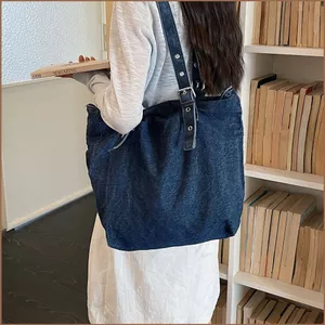 SQ11 Túi tote dung tích lớn giặt đa năng đơn giản giản dành cho nữ 2026 denim túi đeo vai mới phổ biến