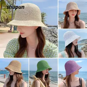 Mũ xô rơm SHUPUN, Vành rộng Mũ đi biển thoáng khí, Mũ bóng râm mềm di động ngoài trời mùa hè