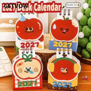 Lịch Đứng GETVOW, Appl Shape Mini 2027 Lịch Để Bàn, Cuộn Dây Ràng Buộc Lịch Ghi Nhớ Đồ Dùng Học Tập