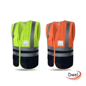 Áo Vest An Ninh DWEL, Áo An Toàn Lưới Thoáng Khí, Dải Phản Quang Bền Có Thể Nhìn Thấy Cao Dây Kéo Áo Vest Làm Việc Chạy Xe Đạp Thể Thao