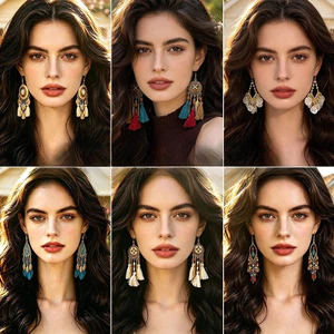 Bông tai tua dài phong cách dân tộc Bohemian 2026 Phong cách mới Bông tai phong cách ngày lễ