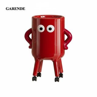 Garande Polypropylene Kín Thùng Rác Chân Kem Dung Tích Lớn Màu Trắng Có Bánh Xe