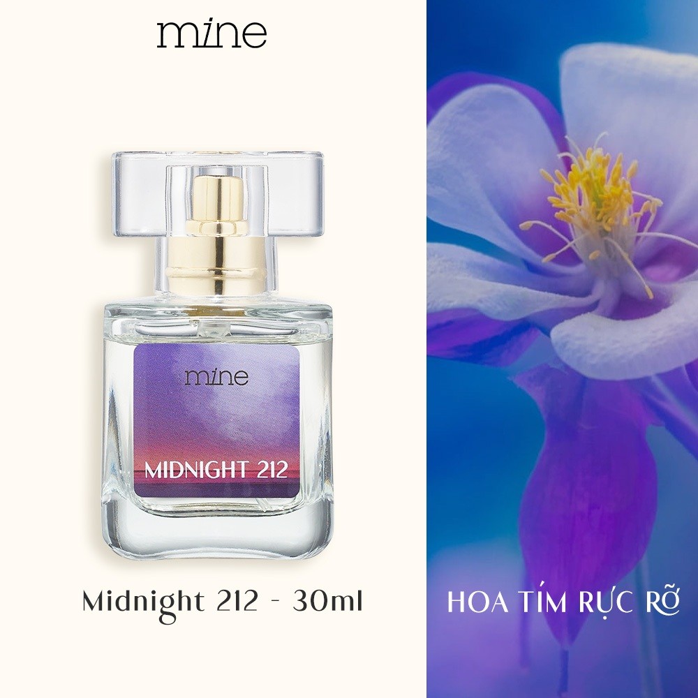 [TẶNG MẶT NẠ Ủ TÓC 490k] Nước Hoa Mine Midnight 212 Hương Hoa Tím Và Gỗ Tuyết Tùng, Ngọt Ngào Quyến Rũ 30ml