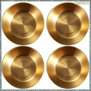4 Chiếc Thép Không Gỉ Tròn Đĩa Nhỏ Nước Sốt Vàng Gia Vị Món Ăn Nhà Hàng Nhà Bếp Nước Tương Món Ăn
