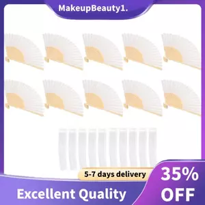 Quạt 10x bằng vải lụa trắng + tre kèm túi quà trong mullin cho đám cưới cá tính nhảy múa viết tranh