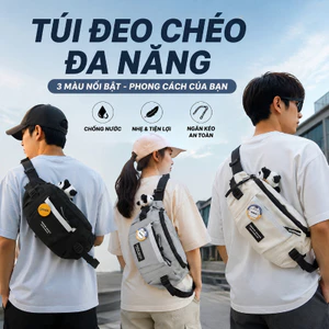 Túi Gấu Đeo Chéo Nylon Chống Nước Phù Hợp Nam Nữ Đựng Đồ Tặng Móc Gấu Trúc Và Huy Hiệu Phong Cách