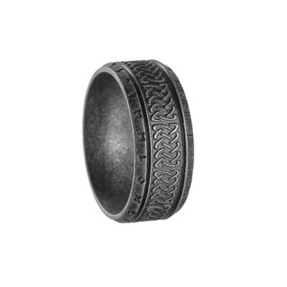 Nhẫn Nam Thép Titan Với Khắc Rune Viking – Phong Cách Vintage Bạc Cổ