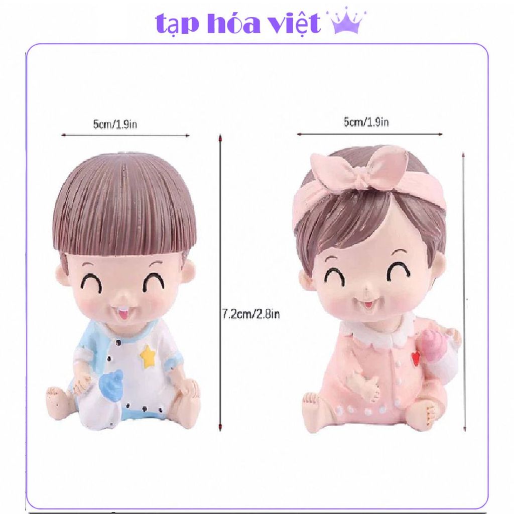 (2 BÉ) Hoàng Tử Công Chúa Nhỏ trang trí bánh kem, trang trí bánh sinh nhật
