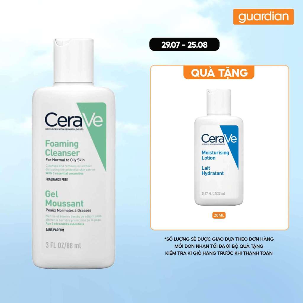 Sữa Rửa Mặt CeraVe Sạch Sâu Cho Da Thường Đến Da Dầu 88ml