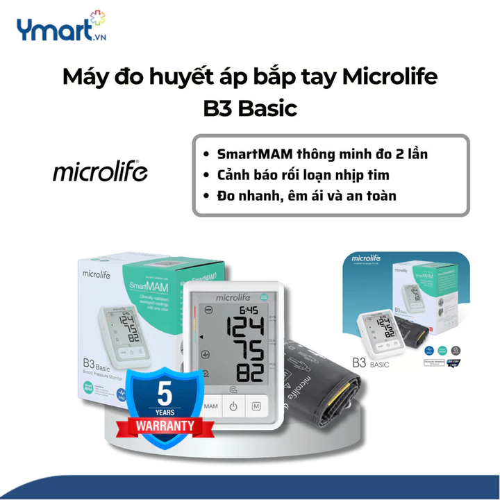 Máy đo huyết áp MICROLIFE B3 Basic công nghệ MAM thông minh đo 2 lần kép bảo hành 5 năm