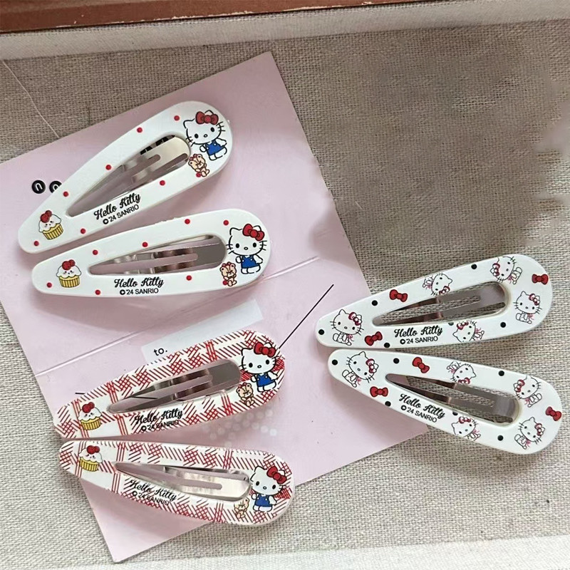 [Bela] Kẹp Tóc Trái Tim Cô Gái Chấm Bi Nổ Kẹp Kitty Họa Tiết Ca Rô Ngọt Ngào Đa Năng