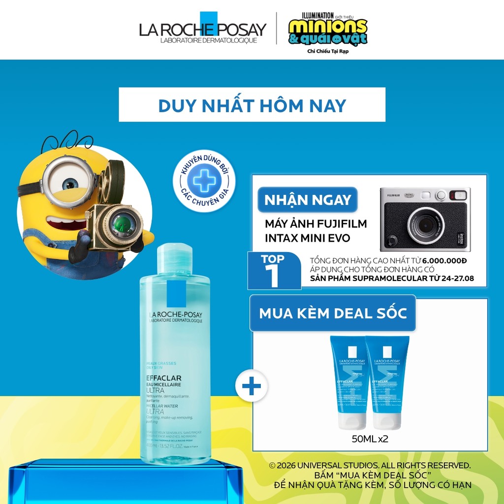 Nước tẩy trang làm sạch sâu da dầu nam & nữ La Roche-Posay Effaclar Micellar Water 400ml