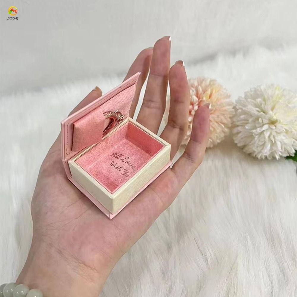 Hộp đựng nhẫn hình sách ECHOG, Hộp đựng nhẫn đính hôn có nắp lật, Hộp đựng nhẫn đựng đồ trang sức tươi mới Hộp đựng nhẫn Hộp đựng đồ trang sức Hộp đựng quà tặng