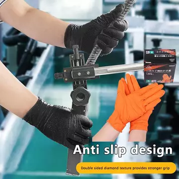 Marbit 10 / 30 Chiếc Găng Tay Dùng Một Lần Công Nghiệp Có Họa Tiết Kim Cương Tay Cầm Cho Cơ Khí An Toàn Và Găng Tay Làm Việc Găng Tay Nitrile Cam Hạng Nặng FHS