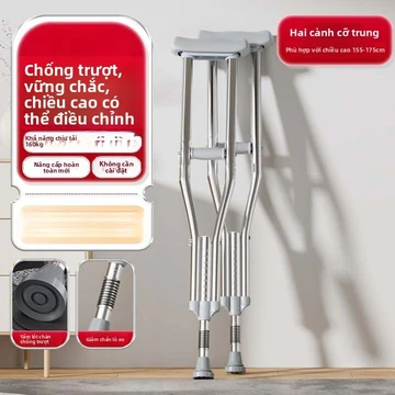 Nạng kẹp nách, nạng chống trượt cho người già bị gãy xương cánh tay, nạng đôi kẹp nách, dụng cụ hỗ trợ đi lại.