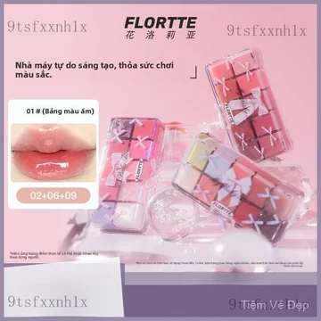 Son môiFLORTTE/Bảng son thỏi và son kem lì 10 màu của Floria, bảng son nhiều màu, son bóng gương, son bóng nước.