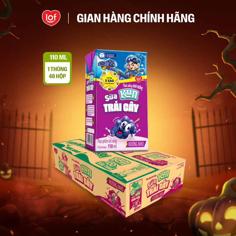 Sữa trái cây KUN vị nho thùng 48 hộp x 110ml