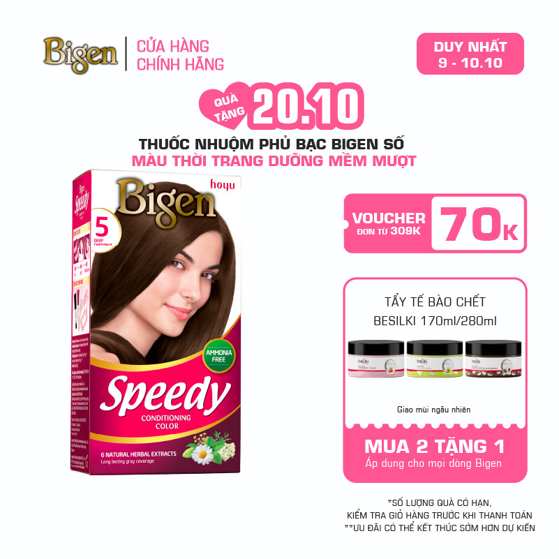Thuốc Nhuộm Tóc Phủ Bạc Tại Nhà Bigen Số - Phủ Bạc Thảo Dược, Màu Thời Trang 80ml