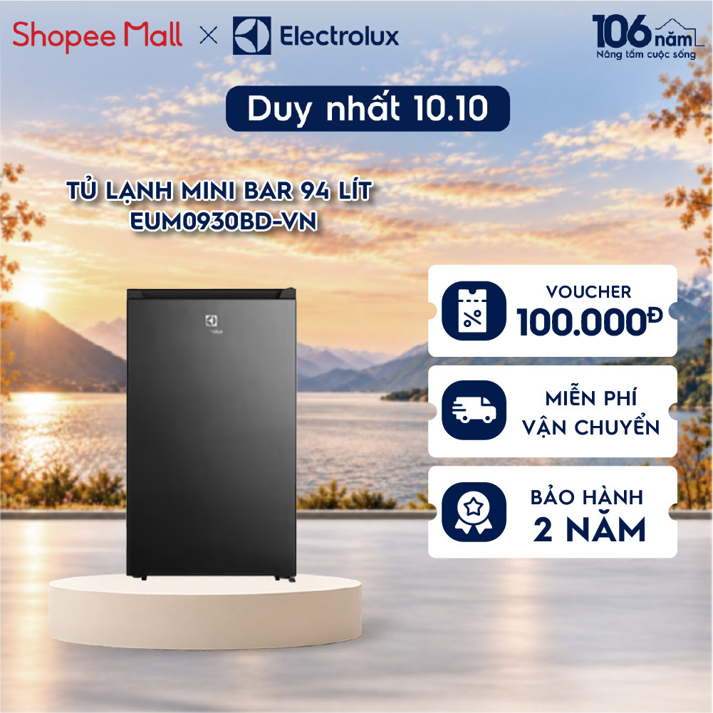 Tủ lạnh mini 94L Electrolux EUM0930BD-VN - đèn LED sáng, tiết kiệm điện, nhỏ gọn