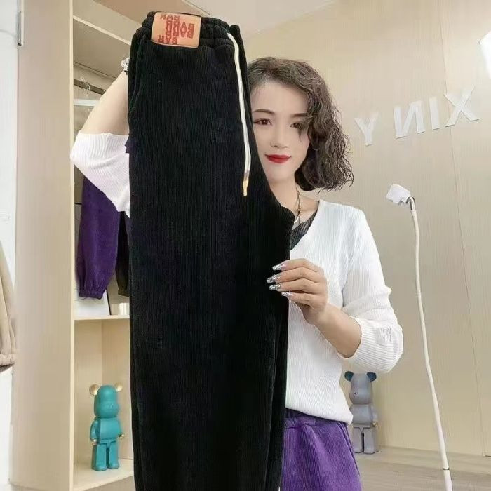 Quần thể thao lông cừu nữ chất liệu nỉ rời và cotton, ấm áp cho mùa thu đông 2025