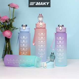 Newwellknownepic 900ML Chai Nước Động Lực Thể Thao Có Dấu Thời Gian Cốc Chống Rò Rỉ Thể Dục BPA Free Di Động Drinkware Cho Ngoài Trời VN