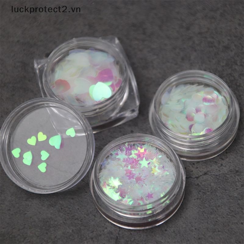 # luckpro # 1Box Nail Art Siêu Lấp Lánh Kim Sa Lấp Lánh Hình Ba Chiều Phía Bắc Móng Tay Nghệ Thuật Kim Sa Lấp Lánh Đèn Laser Flakes Sticker Phụ Kiện DIY Làm Móng Tay.