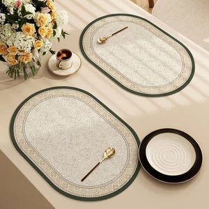 Mỹ Hình Bầu Dục Placemat Cách Nhiệt Chống Thấm Nước Dầu Dùng Một Lần Da Phương Tây Placemat Hộ Gia Đình Bộ Đồ Ăn Đĩa Ăn Thảm Bát Thảm