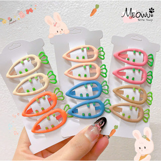 MEOWU SET 4 kẹp Mái Cà Rốt Mix Màu Nhám Đáng yêu Dễ Thương Ngộ Nghĩnh Cho Bé Gái