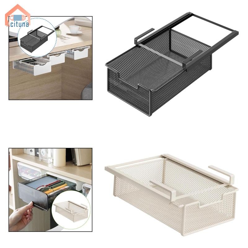 Ngăn kéo treo dưới tủ, Ngăn kéo treo kéo, Giỏ lưu trữ lưới dây kim loại, dưới bàn sắp xếp,