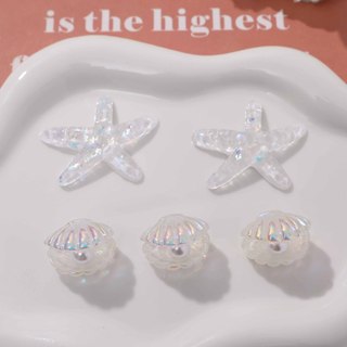 Ocean Series Trong Suốt Mạ Màu Sắc Kim Sa Lấp Lánh Sao Biển Vỏ Nhựa Phụ Kiện Tự Làm Lỗ Giày Vỏ Điện Thoại Chất Liệu Trang Sức