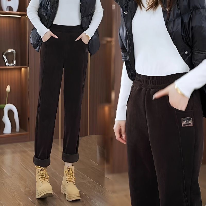 quần giữ nhiệt nữ Quần thường ngày thu đông mới, ấm áp, chất nhung dày cao cấp, ôm body