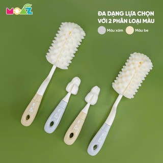 Bộ cọ rửa bình moaz eco 2 màu xám, be đánh bay mọi vết bẩn