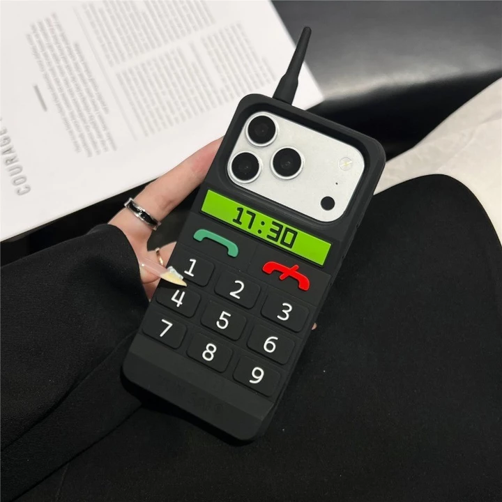 Ốp Điện Thoại Gạch Cho iPhone 17 16 15 14 13 Pro Max 18 promax 16 Plus Vintage Phong Cách Cũ Màu Đen ốp Lưng
