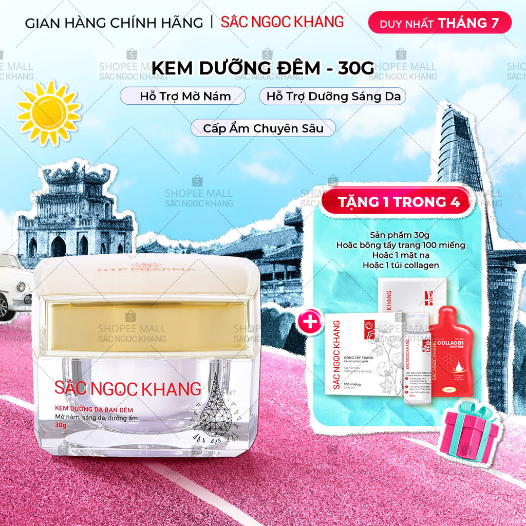 Kem Dưỡng Da Ban Đêm Sắc Ngọc Khang 30g giúp dưỡng ẩm, ngăn ngừa lão hóa & mờ nám sạm tàn nhang