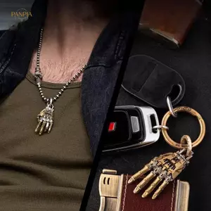 PNPIA- Mặt dây chuyền tay Bionic cơ khí thời trang có dây chuyền dành cho nam nữ Sáng tạo có thể di chuyển được ngón tay Khớp Robot Tay Nelace Trang sức