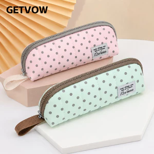 Bút chì GETVOW, Túi đựng bút cầm tay phong cách Hàn Quốc, Túi đựng văn phòng phẩm di động chấm bi dung tích lớn thẩm mỹ dành cho học sinh