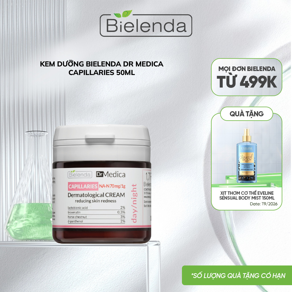 Kem dưỡng Bielenda Dr Medica Capillaries giảm đỏ, giãn mao mạch 50ml