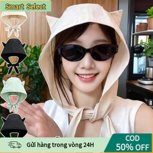Mũ Ngư Dân Tai Mèo Dễ Thương - Hood Mỏng Bảo Vệ Tai, Chống Nắng Nhanh Khô