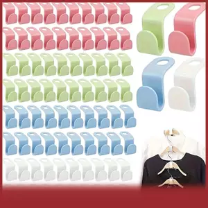 Cod 50pcs Mini quần áo móc áo cho tủ quần áo nối móc nhựa tủ quần áo Áo Extender Clips chủ tiết kiệm không gian